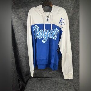 NWT Mens 2XL Kansas City Royals zip up hoodie jacket White & blue 2018
